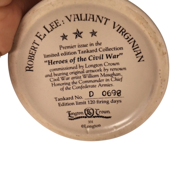 Patriotic Ceramic Beer Stein with Pewter Lid Robert E. Lee Limited Edition D0698 - Picture 11 of 15